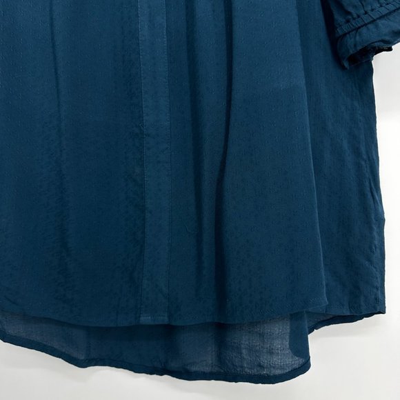 3/$25 Maurices Peasant Blouse Top XS Lace Tassel Ruffle Trim Short Sleeve Teal - Picture 5 of 7